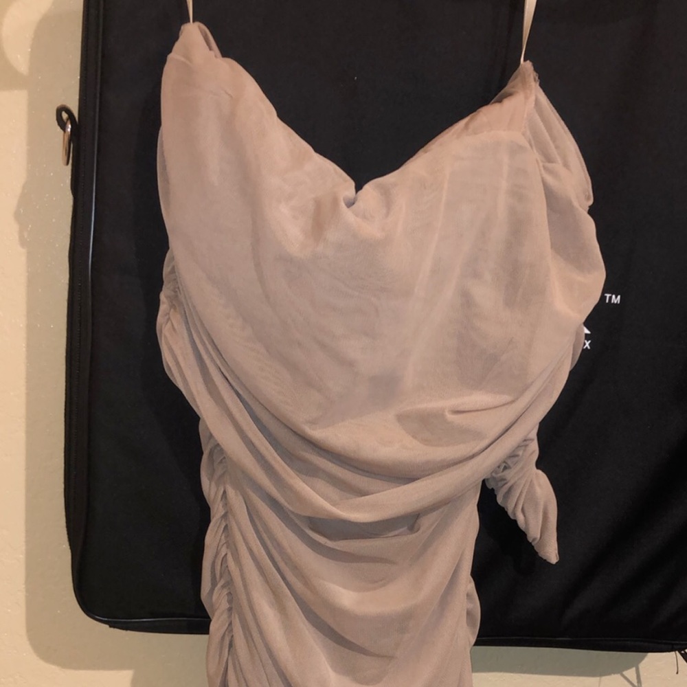 Nude mesh midi dress
